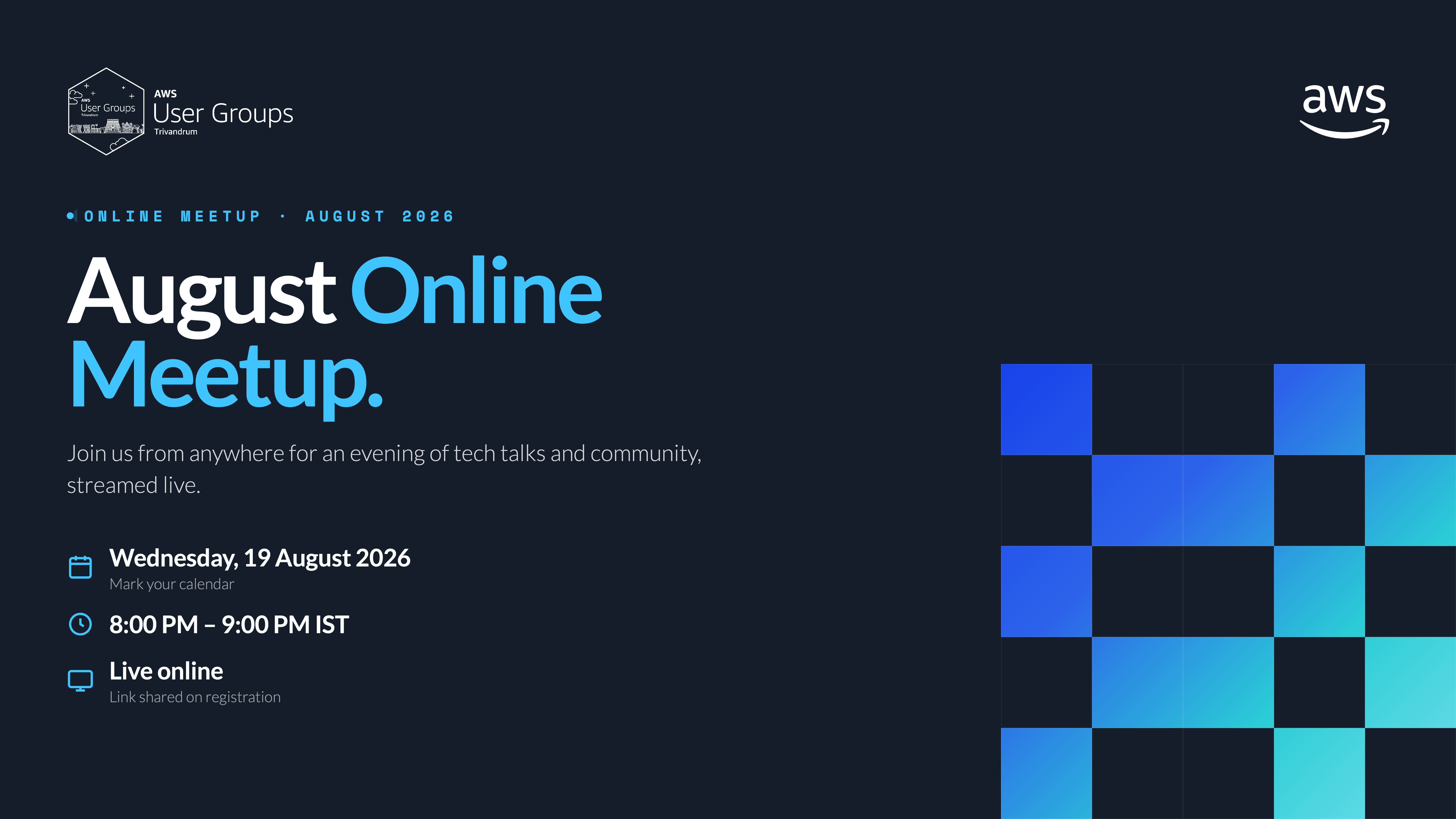 AWS UG Trivandrum, August online meetup